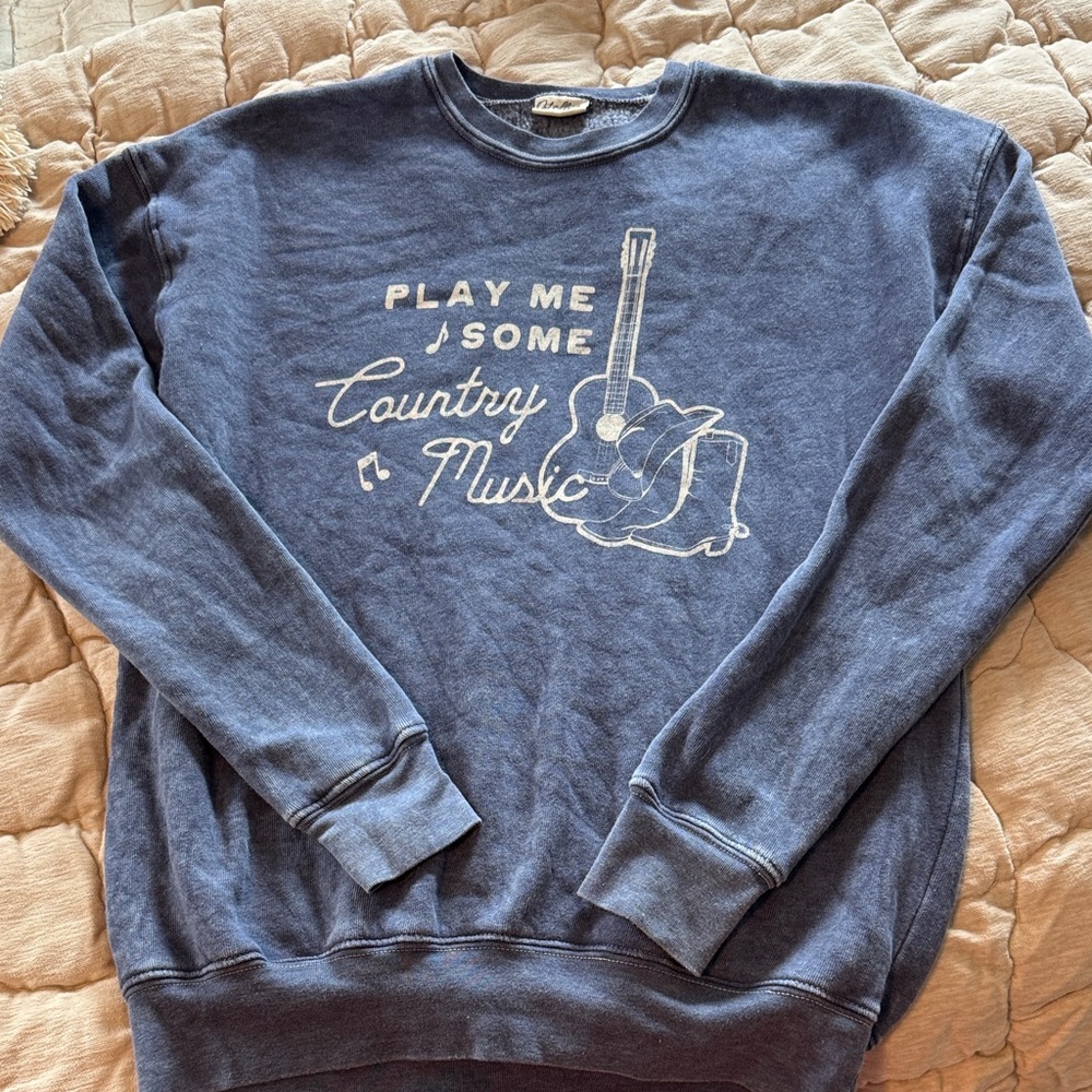 Vintage Blue Country Music Crewneck Sweater